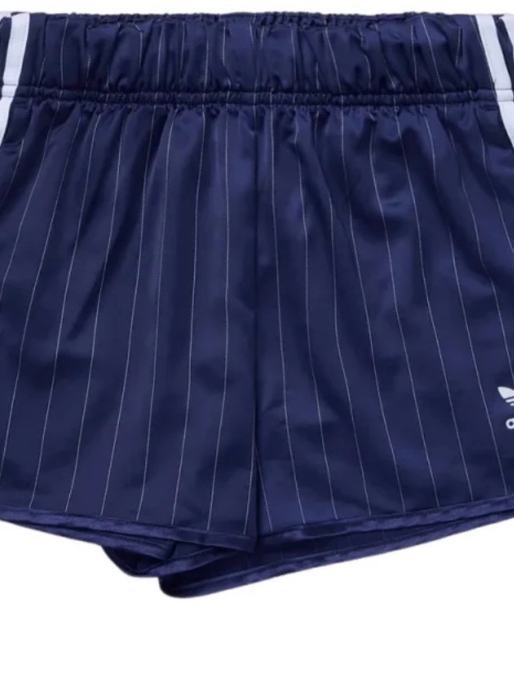 adidas Navy Pinstripe Athletic Shorts with White Trim